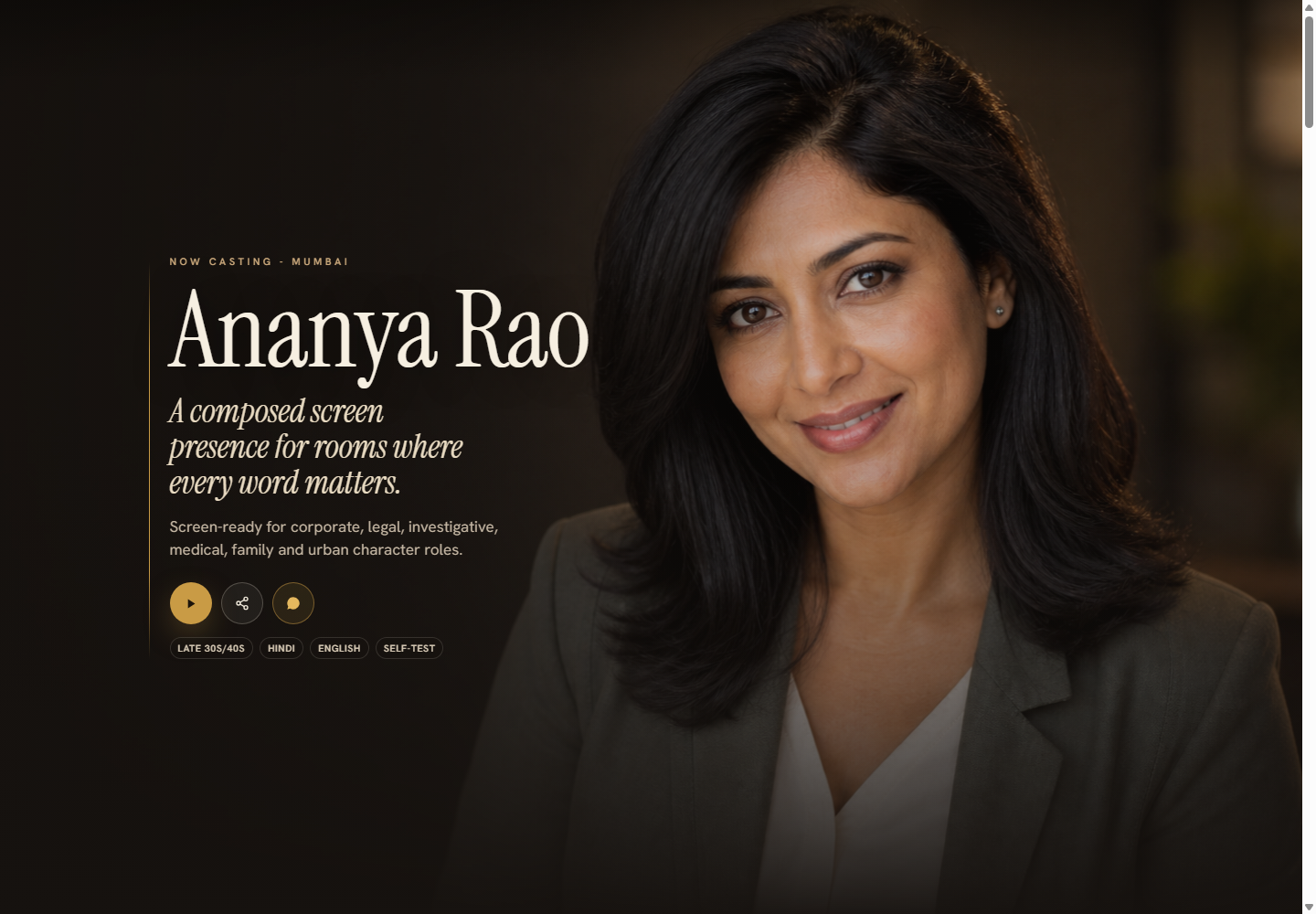ArtistPass cinematic actor portfolio example